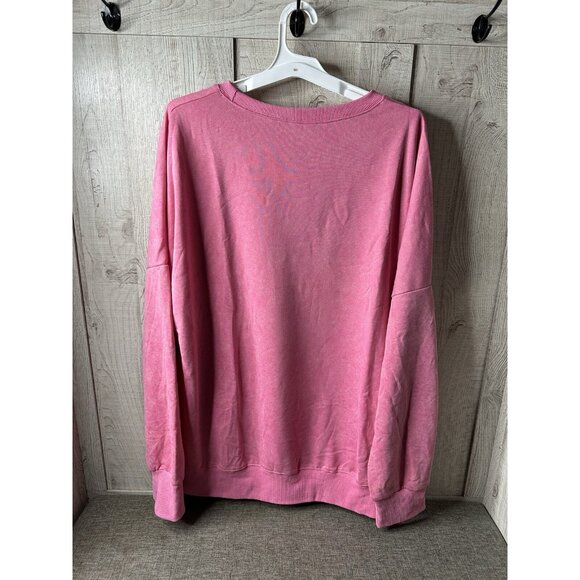 SHEWIN Sweatshirt Womens Size 2XL Pink Long Sleeve Crew Neck LOVE Loose Fit - Picture 2 of 5